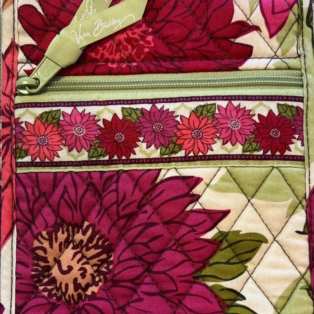 Vera Bradley Pink and Green Floral Crossbody Bag 6.5